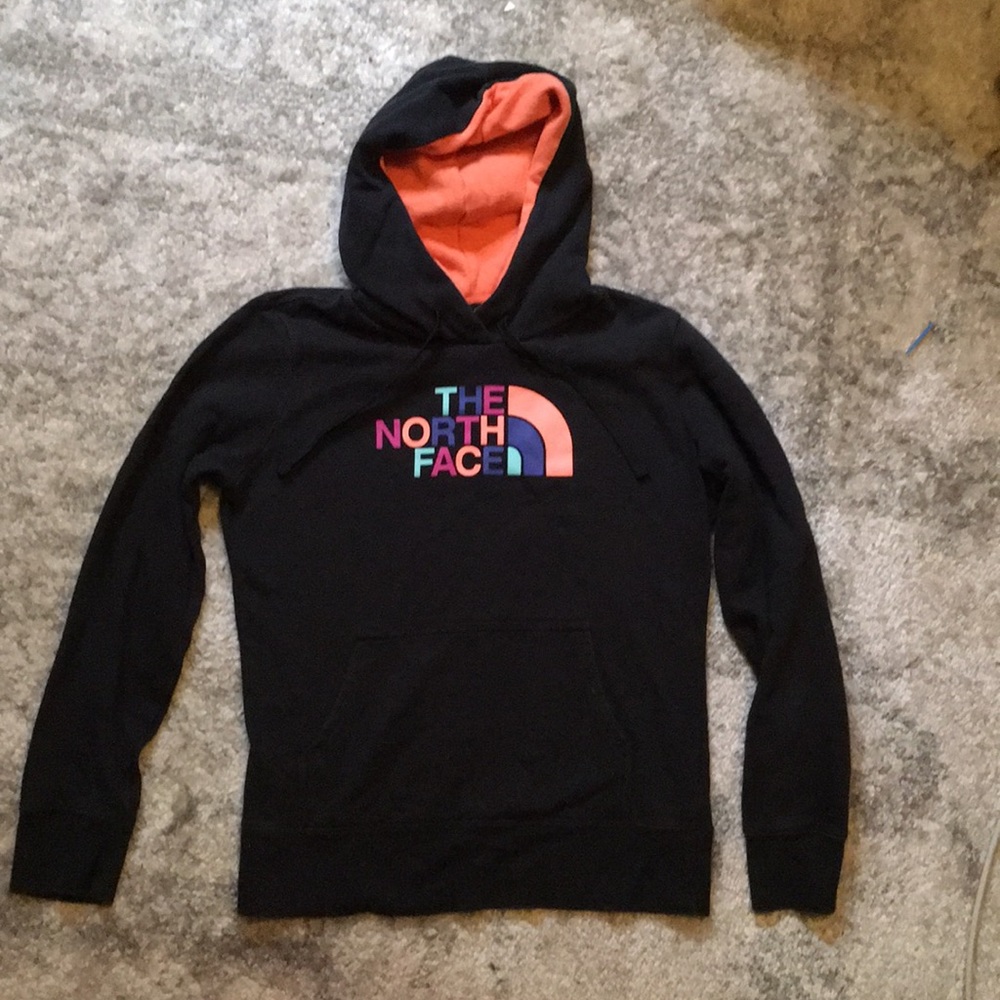 North face black and orange hoodie